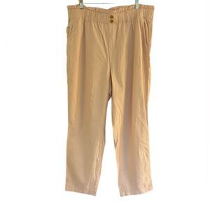 Loft Light Pink High Rise Straight Leg Paper bag Waist Pants Size XL